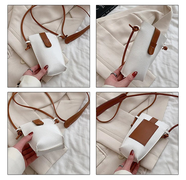 Women's Mobile Phone Bag Female Messenger Shoulder Bags Crossbody Retro PU Leather Bags Mini Handbags New Girls Purse Designer