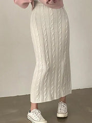 Solid Knitted Skirts For Womenew