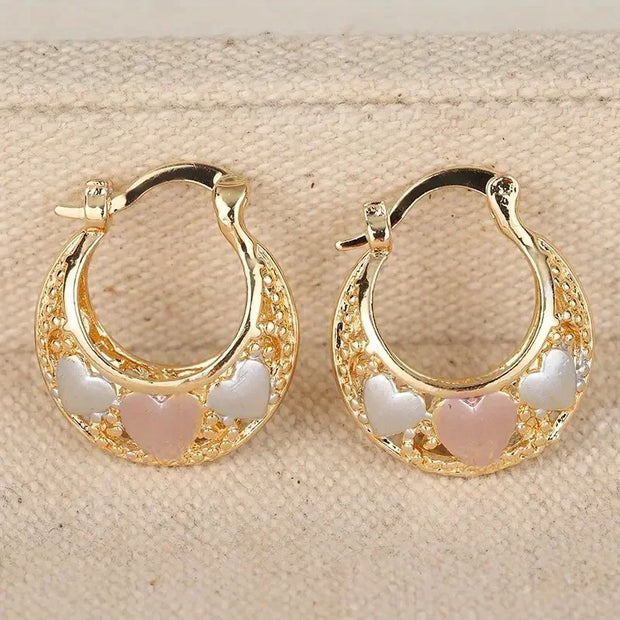 Golden Elegant Love Hoop Earrings
