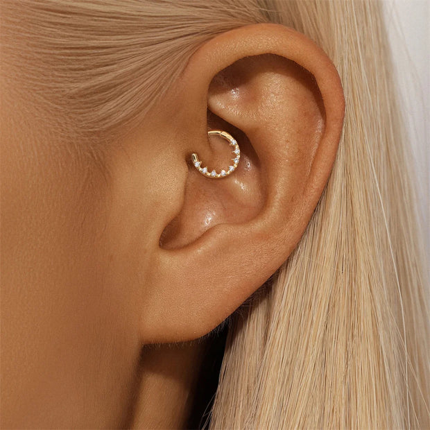 Sterling Silver Zircon Nose Ring - Elegant 925 Hoop