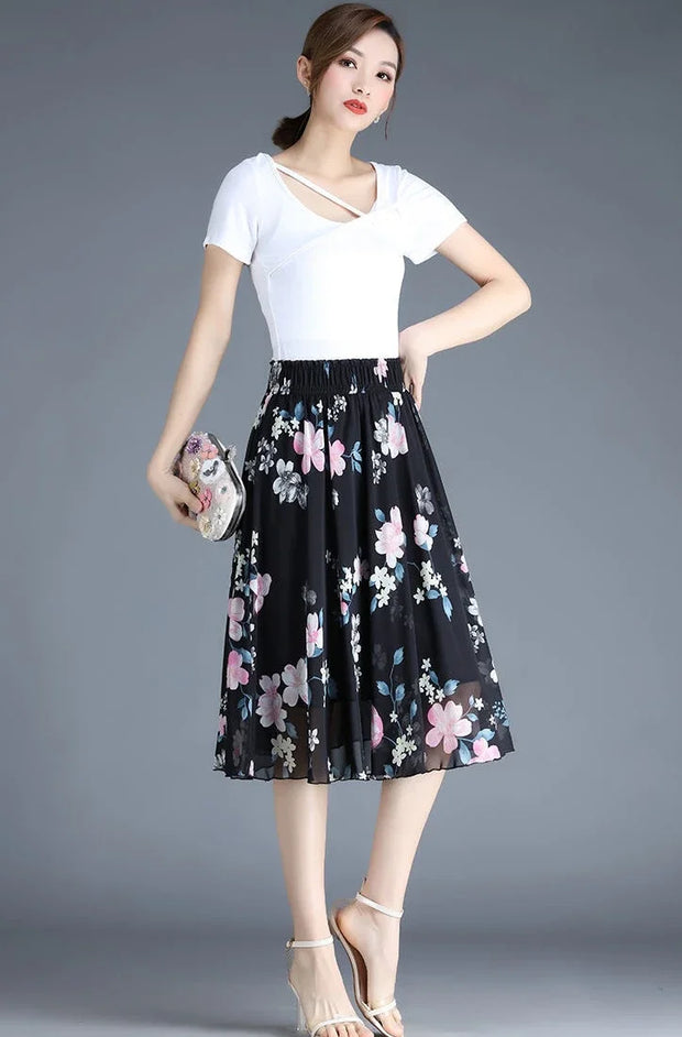 Chiffon Midi Skirts - Elegant Flowing Style