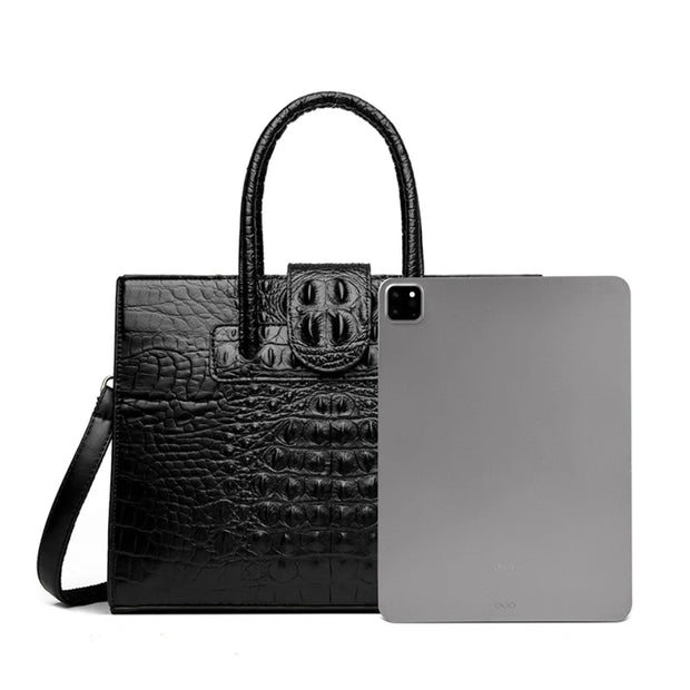 Elegant Croc-Embossed PU Leather Tote