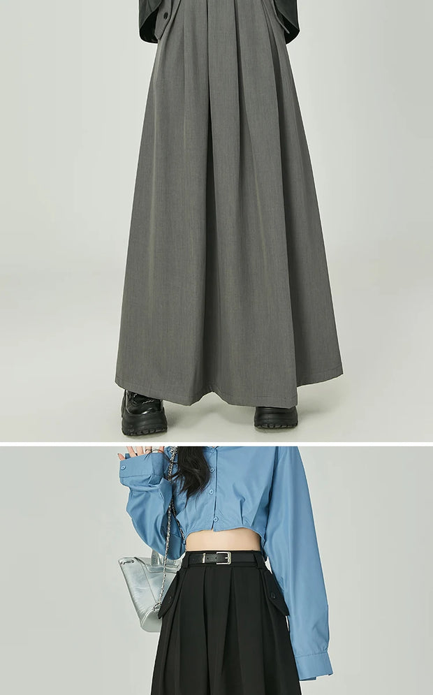 Elegant Casual Pleated Maxi Skirt