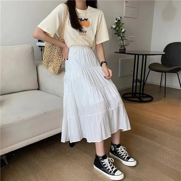 High-Waist Pleated Maxi Skirt