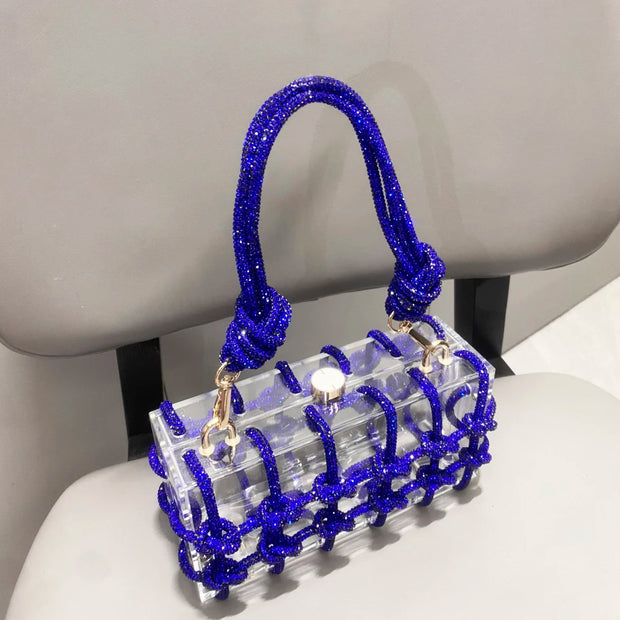 handmade Rhinestones Evening bag silver Crystal handmade Bags