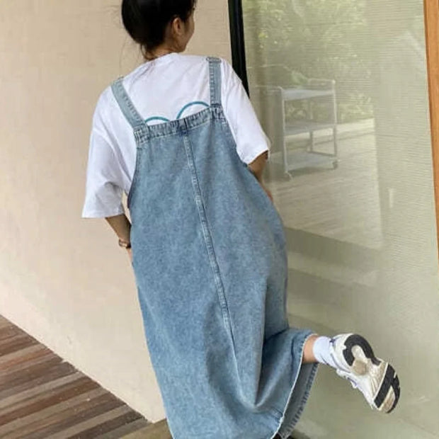 Spring Summer Denim Overall Dress Women