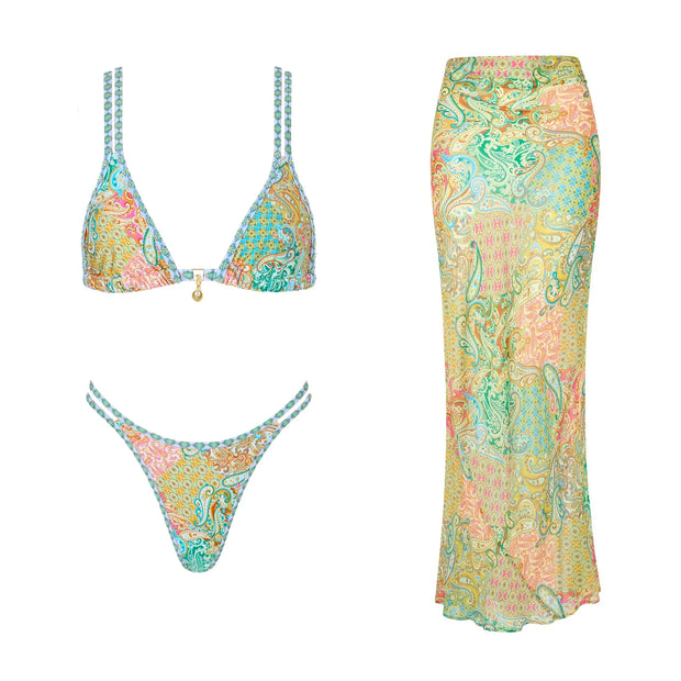 Bikini Swimsuit with Skirt Print Swimwear Women
