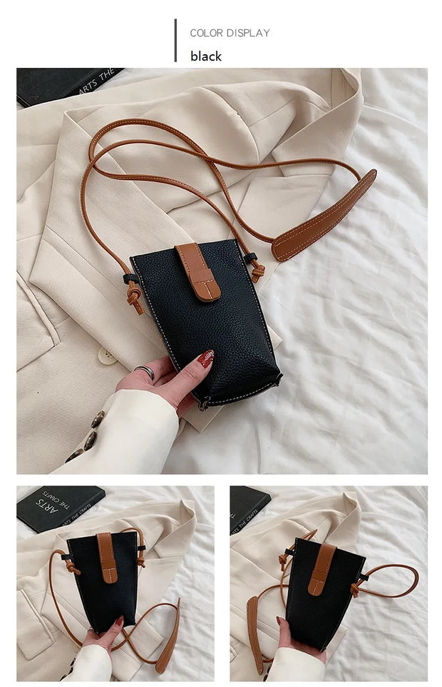 Women's Mobile Phone Bag Female Messenger Shoulder Bags Crossbody Retro PU Leather Bags Mini Handbags New Girls Purse Designer