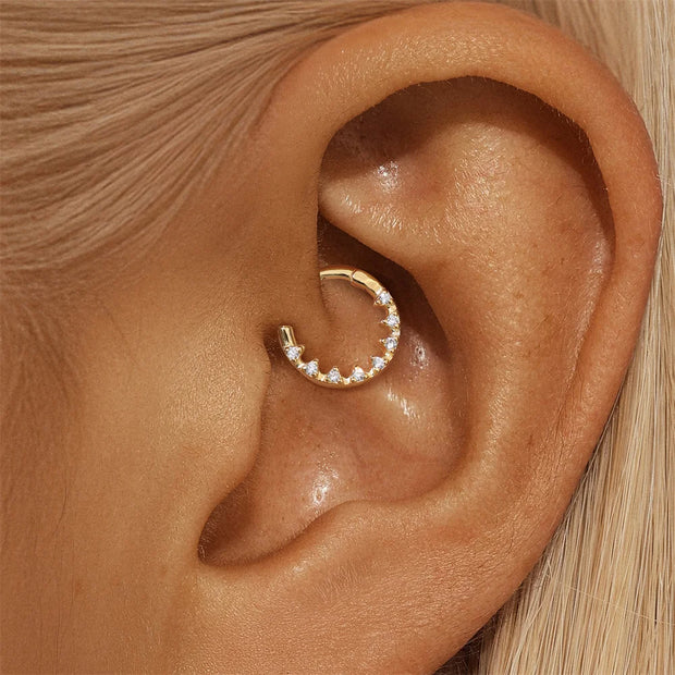 Sterling Silver Zircon Nose Ring - Elegant 925 Hoop