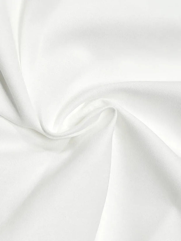 Chic High-Neck Satin Blouse - Classic White