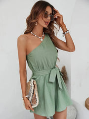 Chic Belted One-Shoulder Romper