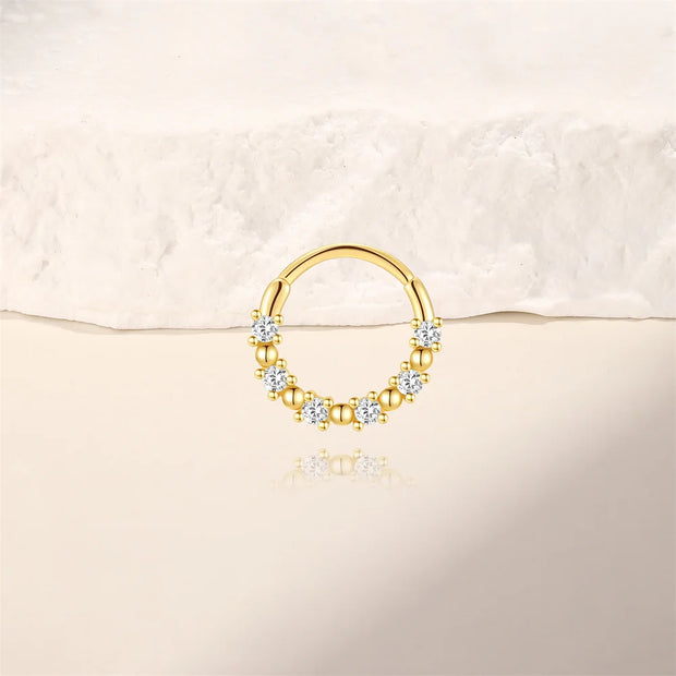 Sterling Silver Zircon Nose Ring - Elegant 925 Hoop