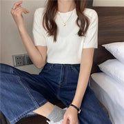 Blusas Mujer Blouses Top FemmeTops Women Blusas Mujer De Moda Verano Short Sleeve Knit Blouse Women Knitted Pullovers 2025