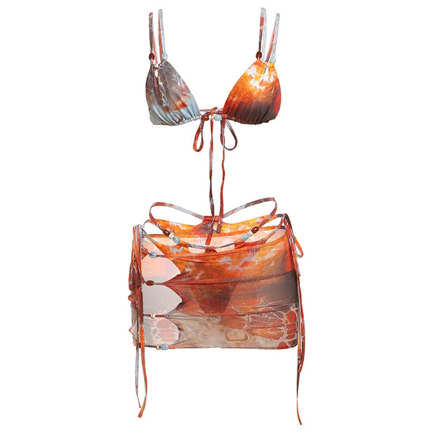 Vibrant 3-Piece Bikini Set - Tropical Edition