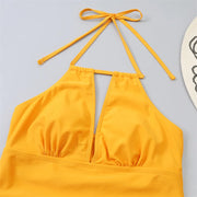 New Mujer V Neck Swimsuit Women Lace Up Swimwear