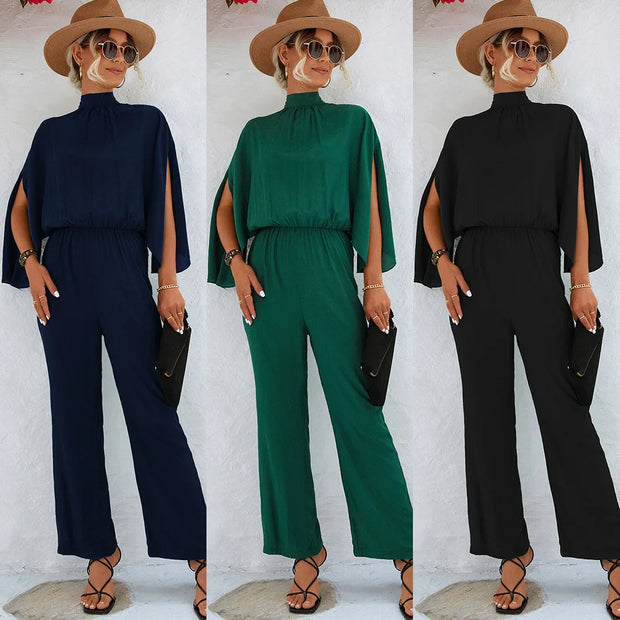 Elegant Cape Sleeve Jumpsuit - Autumn Chic
