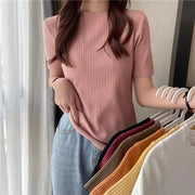 Blusas Mujer Blouses Top FemmeTops Women Blusas Mujer De Moda Verano Short Sleeve Knit Blouse Women Knitted Pullovers 2025