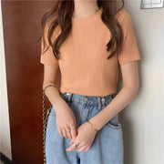 Blusas Mujer Blouses Top FemmeTops Women Blusas Mujer De Moda Verano Short Sleeve Knit Blouse Women Knitted Pullovers 2025