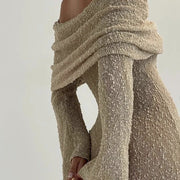 Knitted Off-Shoulder Maxi Beach Dress