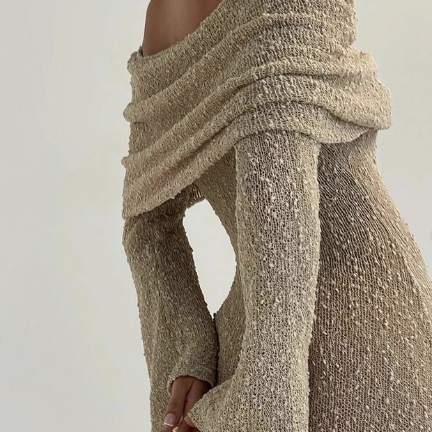 Knitted Off-Shoulder Maxi Beach Dress