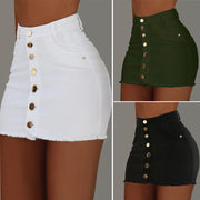 Women's Clothing Skirts 2025 new casual fashion high waist solid color hip hugging short skirt denim single breasted half skirt