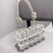 handmade Rhinestones Evening bag silver Crystal handmade Bags