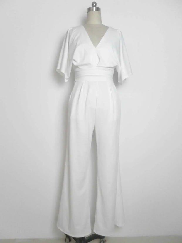 Elegant Wide-Leg V-Neck Jumpsuit