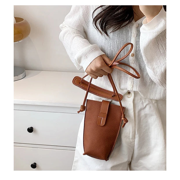 Women's Mobile Phone Bag Female Messenger Shoulder Bags Crossbody Retro PU Leather Bags Mini Handbags New Girls Purse Designer