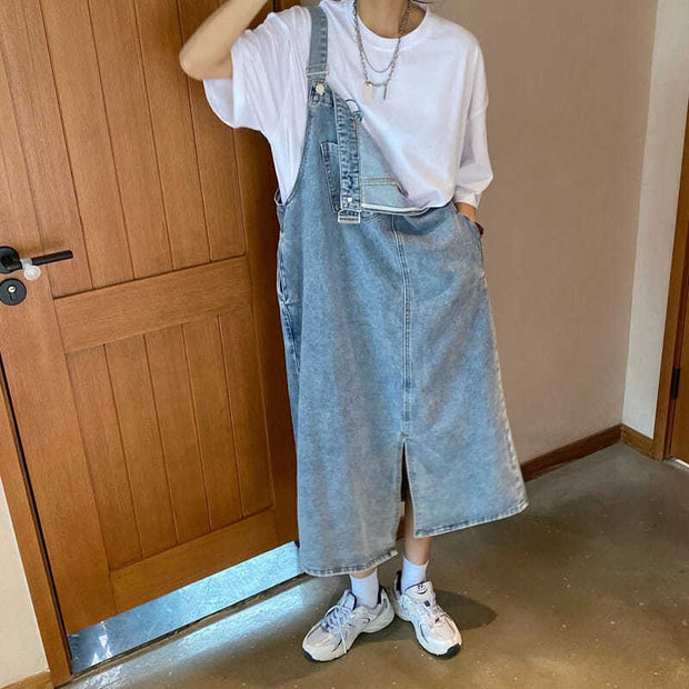 Spring Summer Denim Overall Dress Women