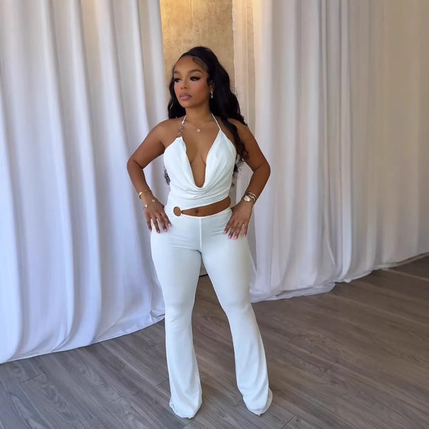 Plunge Neck Belted Jumpsuit