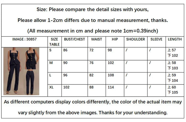 Women Vintage Denim Top Pant Set Square Collar Single Breasted Tank High Waist Jeans Female Sets 2025 Fashion Y2k  Denim Outfits