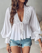 Boho Lace Detail Blouse Top