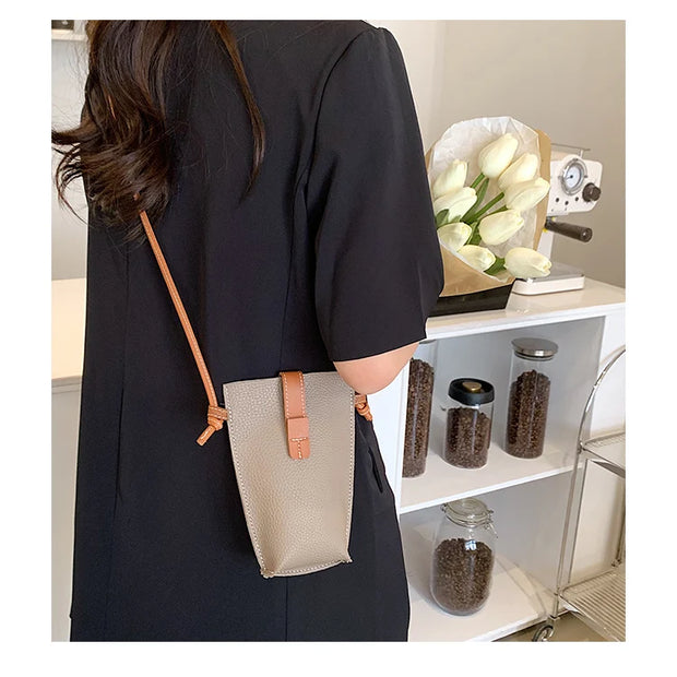Women's Mobile Phone Bag Female Messenger Shoulder Bags Crossbody Retro PU Leather Bags Mini Handbags New Girls Purse Designer
