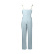 Women Jumpsuit Feather Tube Top Sexy Evening Party Jump Suits Sleeveless High-waisted Straight Playsuits Night Clubwear Overalls