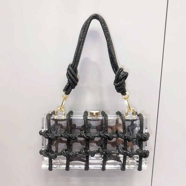 handmade Rhinestones Evening bag silver Crystal handmade Bags
