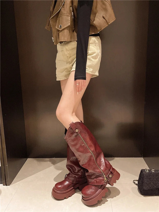 Retro High Western Boots - Bold Streetwear Look
