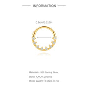 Sterling Silver Zircon Nose Ring - Elegant 925 Hoop