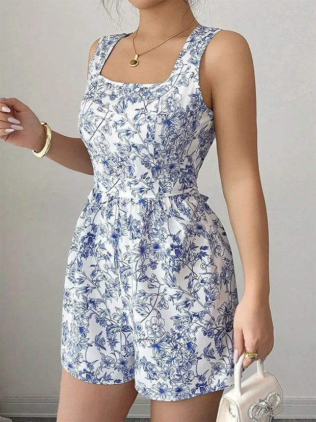 Floral Print Casual Romper