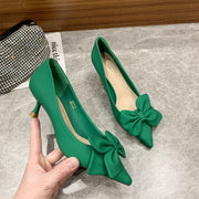 Elegant Bow Stiletto Heels - Pointed Toe French Style