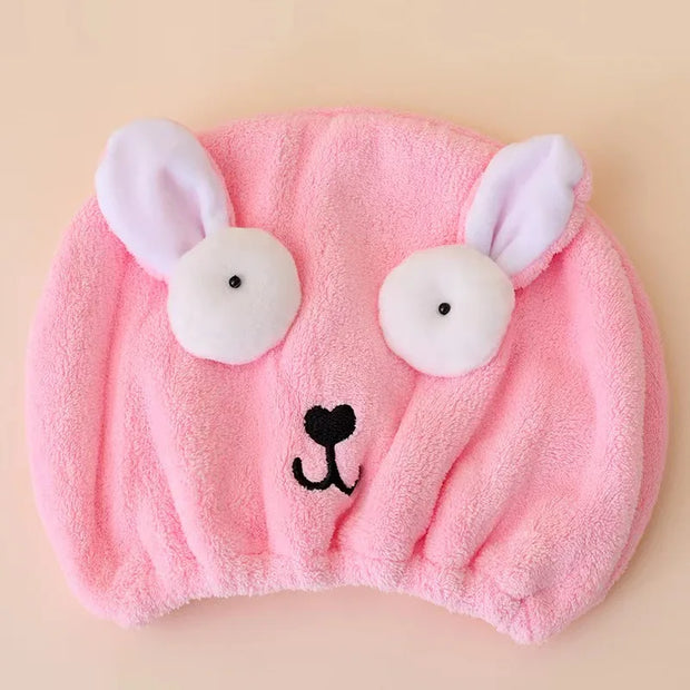 Dry Towel Bath Cap Cute Cartoon Coral Velvet Wrap Head Towel Hair Towel Absorbent Quick Dry Hair Cap Female Children and Adults