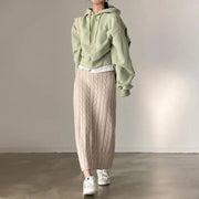 High- Waist  Cable Knit Maxi Skirt