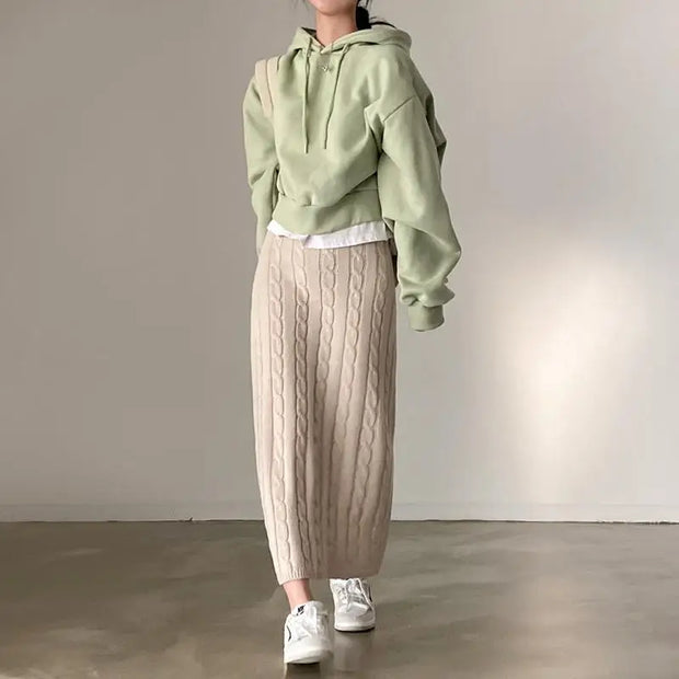 Solid Knitted Skirts For Womenew
