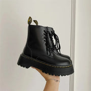 Women Boots Goth Casual Shoes Woman Leather Chelsea Classic Motorcycle Female Goth Shoes High Platform Boots Women Botas Mujer