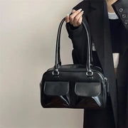Vintage Women Business Shoulder Bags Simple Ladies Commute Tote Bag Pu Leather Female Underarm Bag Burgundy Large Handbags Purse