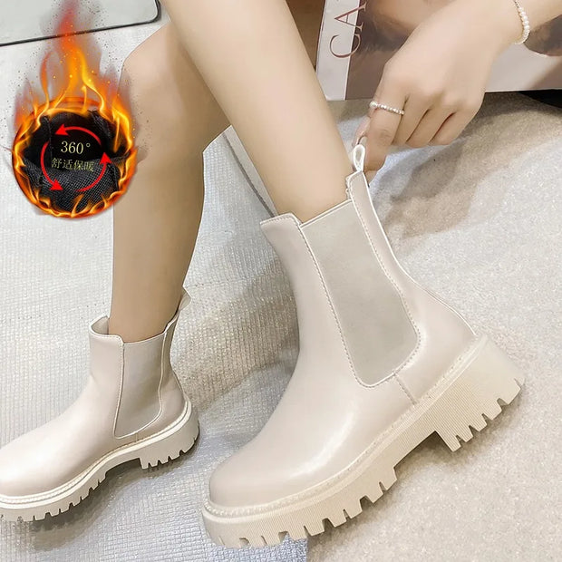 2024 Chelsea boots new thick-soled women's winter shoes for women autumn fashion thick-soled short boots for women