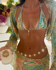 Bikini Swimsuit with Skirt Print Swimwear Women