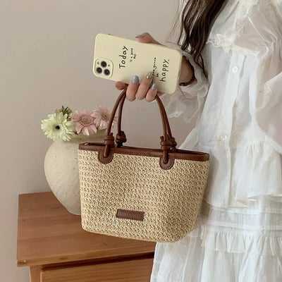 Woven Straw Crossbody Tote