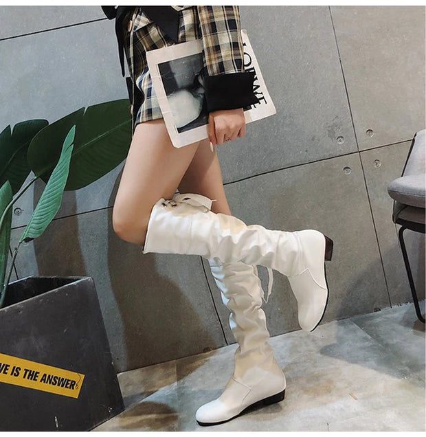 Women  Knee High Boots Red Black White Tall Boots