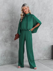 Elegant Cape Sleeve Jumpsuit - Autumn Chic