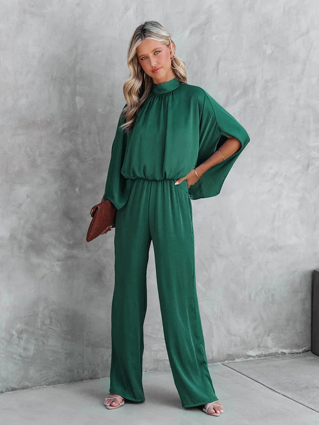 Elegant Cape Sleeve Jumpsuit - Autumn Chic